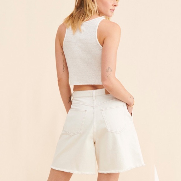 NWT Pistola Layne Pleated High Waist A-Line Denim Shorts - Picture 2 of 10